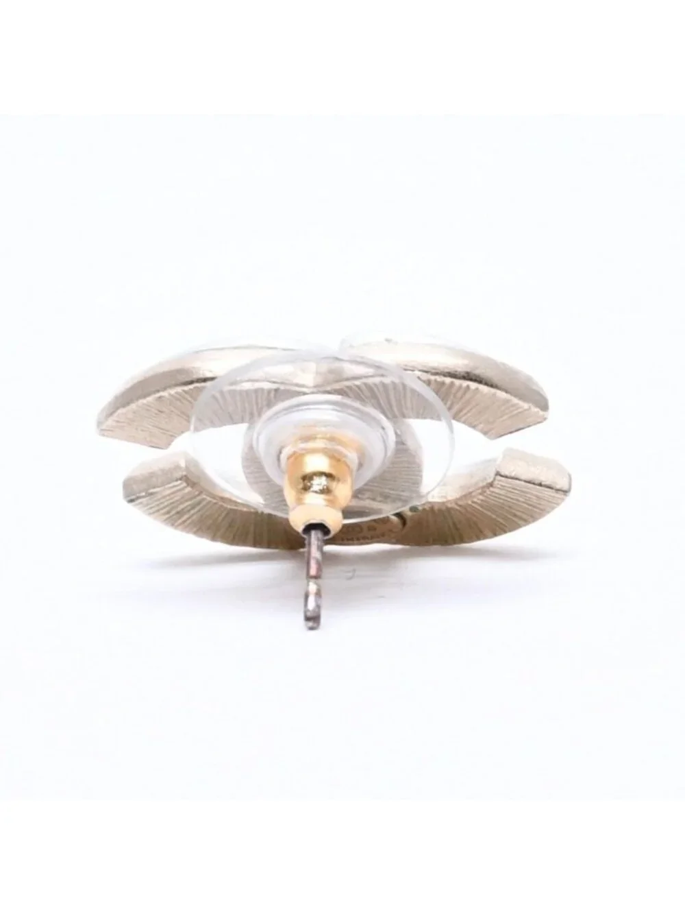 Chanel CC Logo Single Earrings Metal Silver Gold Bicolor
